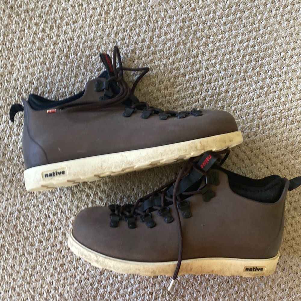 Brown Native hiking or weather proof boots.